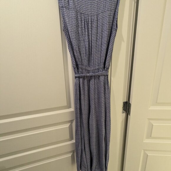 GAP Sleeveless, Cropped Wide-Leg Jumpsuit with Tie-Waist, Size XS, Blue + White - Picture 4 of 4